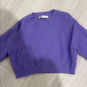 Zara Purple Cropped soft touch Sweater